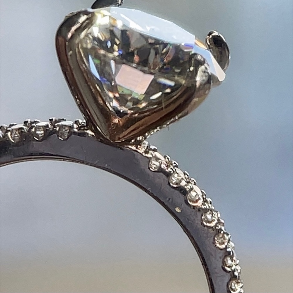 3ct D, VVS1 Brilliant Round Moissanite Pave Ring - Picture 13 of 14